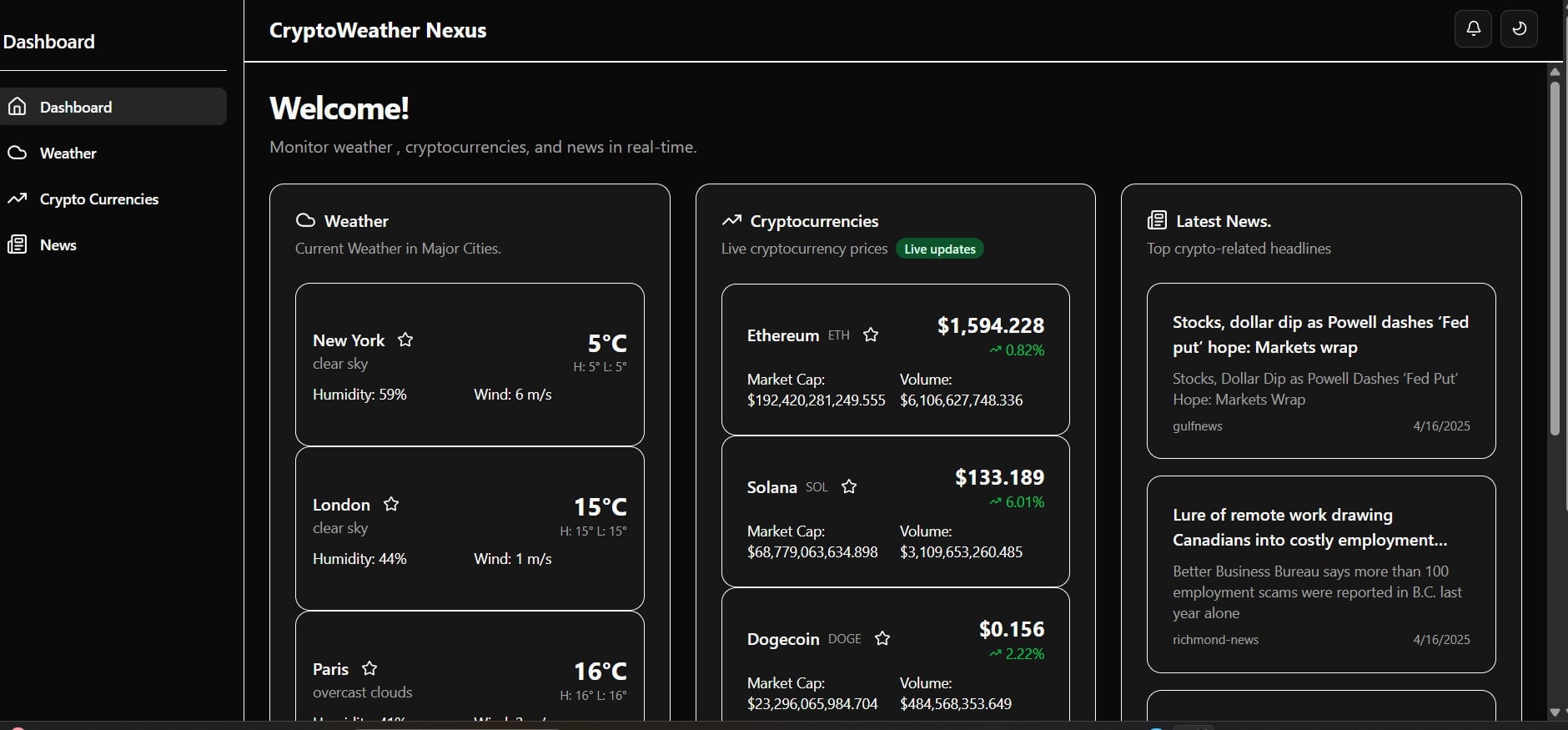 CryptoWeather Nexus